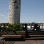 The deck has two levels.